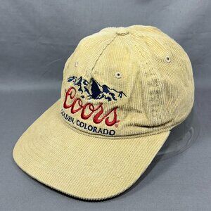 Coors Beer Golden Colorado Snapback Cap Hat Khaki Corduroy Retro Old School Mens
